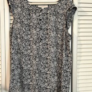 LOFT Monochrome Floral Blouse